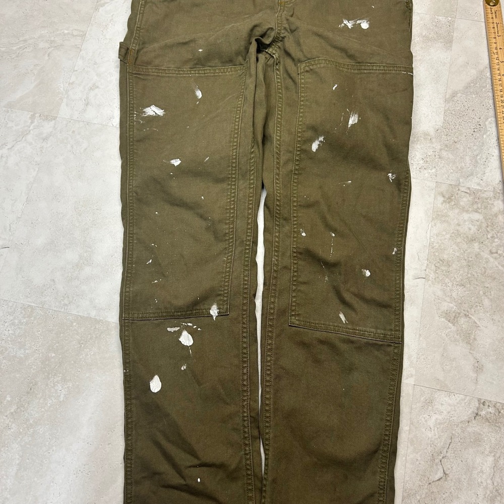 REI Cooperative Overalls Olive Green Womens Size 4 Double Knee Workwear Paint - Picture 2 of 8